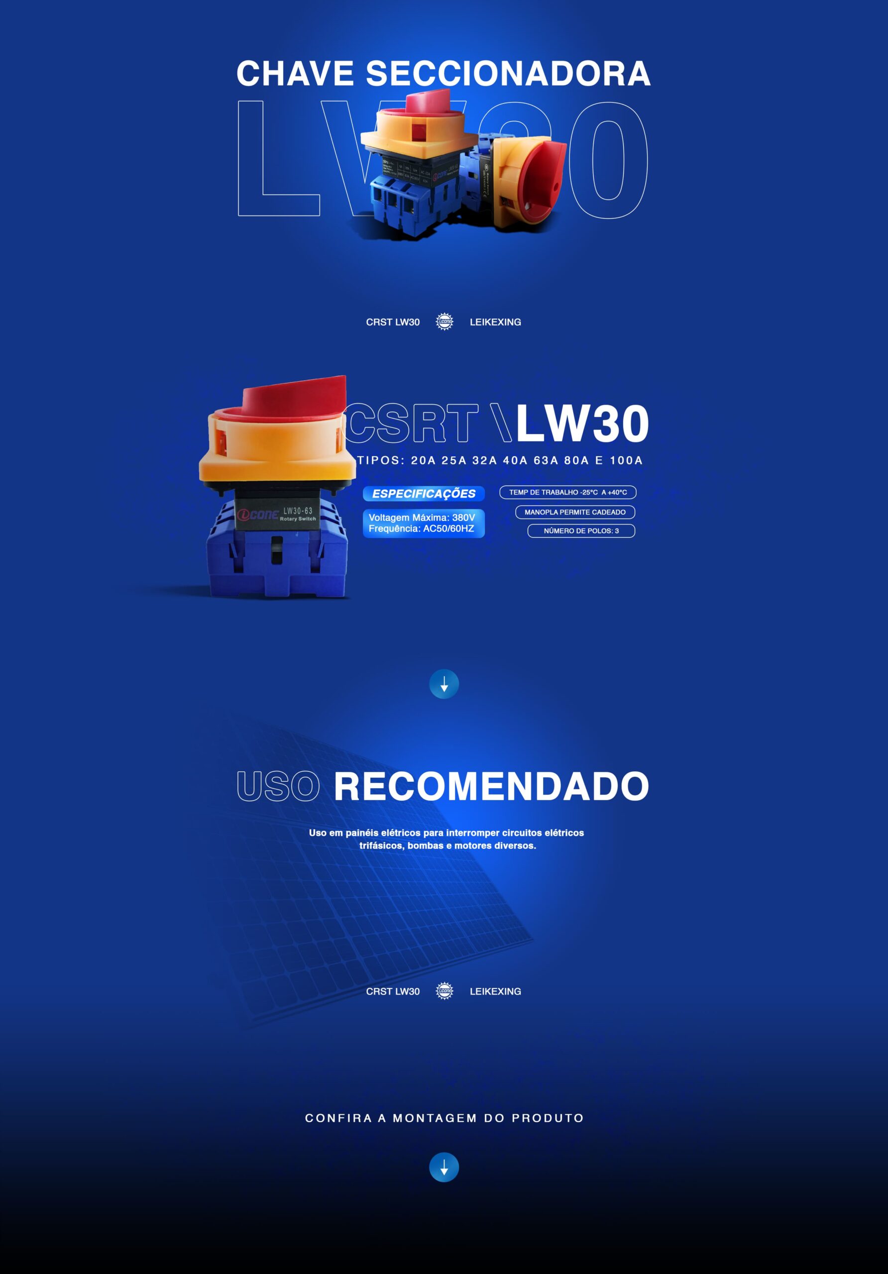 Chave Seccionadora Rotativa  25A 3P (1-0) LW30 – Leikexing