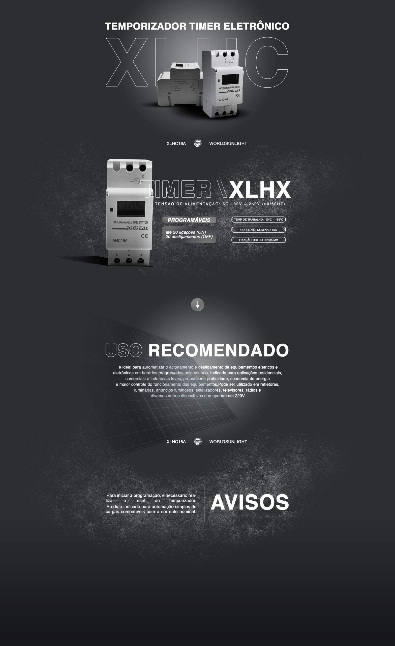Temporizador Timer Eletrônico 16A 220v – XLHC16A – WorldSunLight